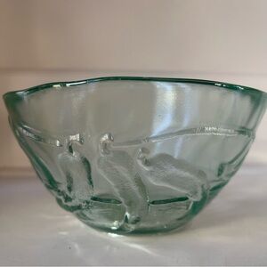 Vintage Jalapeño Chili Pepper Embossed Recycled Glassware Bowl Green